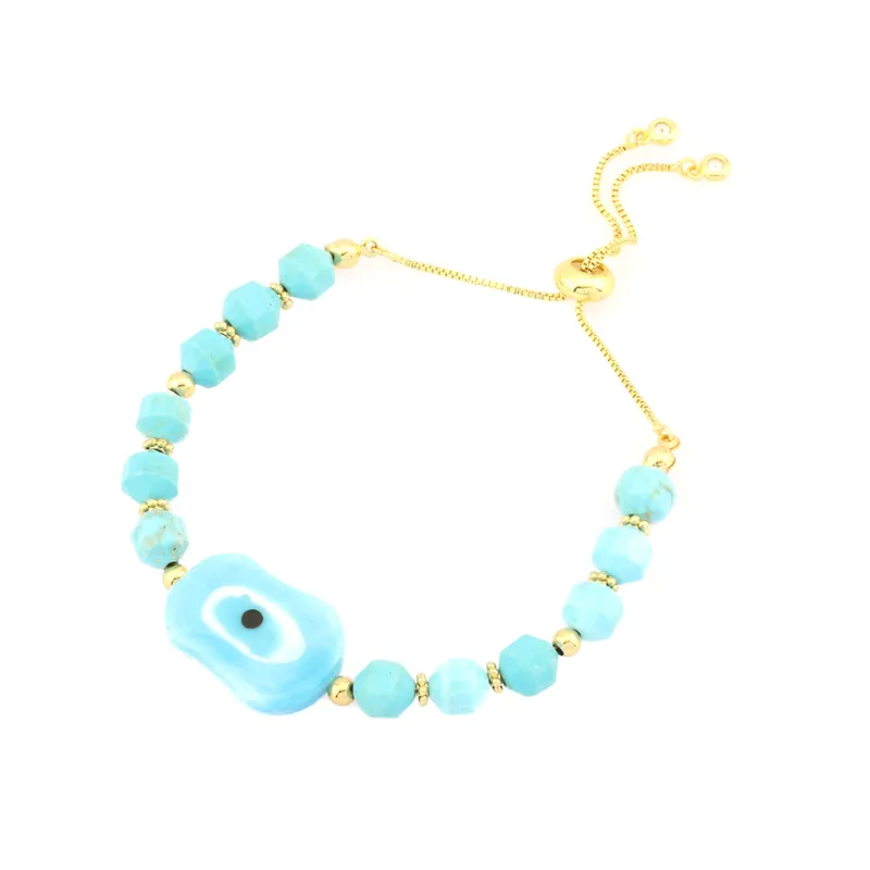 Adjustable Evil Eye Bracelet with Gold Accents