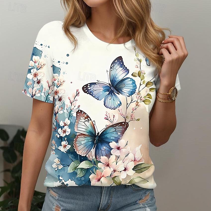 Butterfly Print Basic Tee