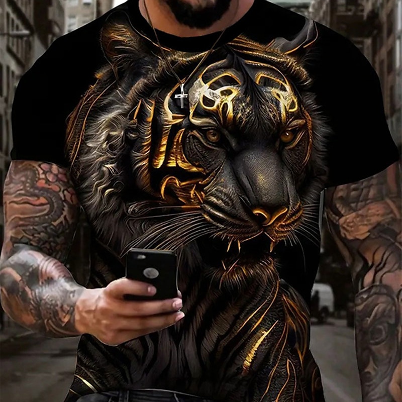 Funny Animal Cat 3D Print Casual Short Sleeve Crew Neck Tee