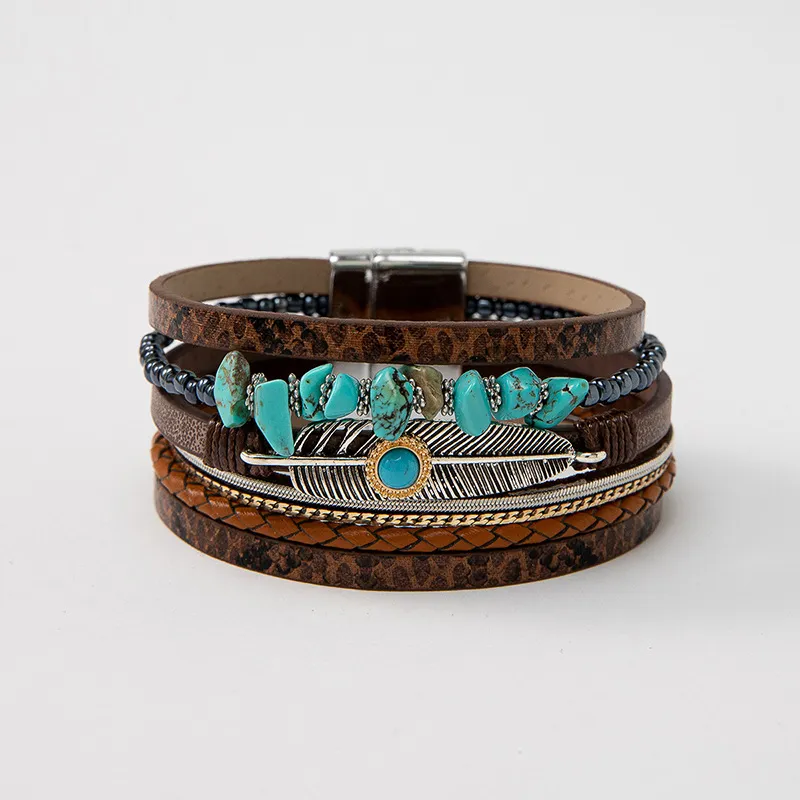 Leather Turquoise Wristband