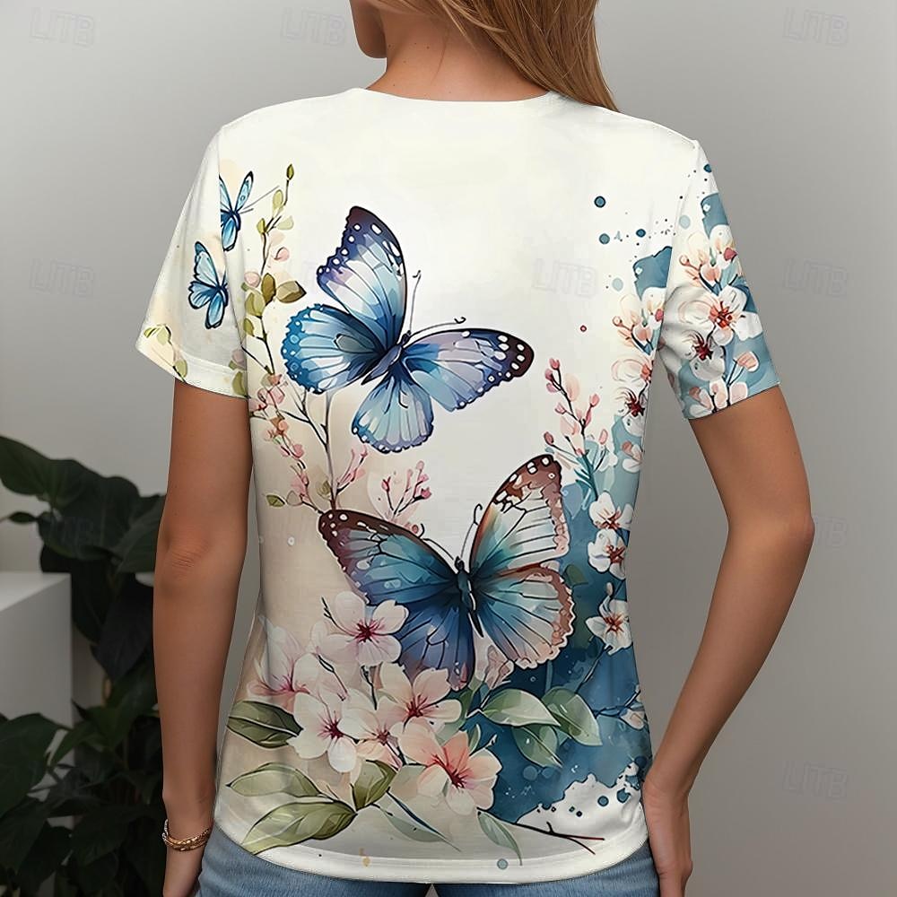 Butterfly Print Basic Tee